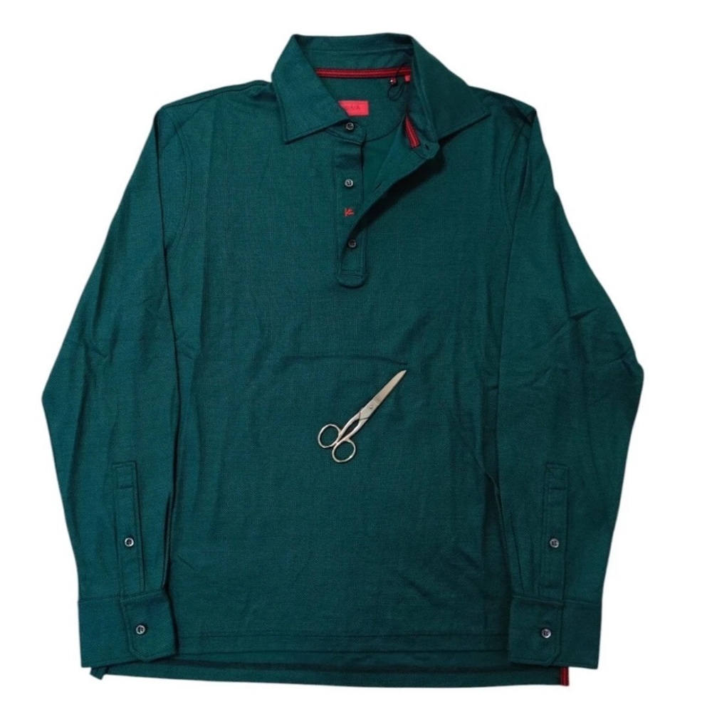 NWD USD$ 1200 ISAIA NAPOLI Green Hand-Sewn Sartorial Polo Knit Wool Size M